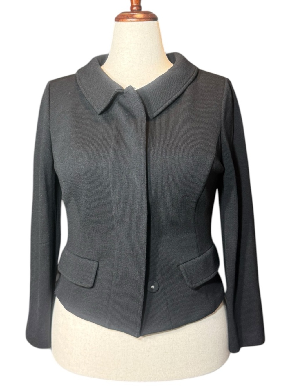 St. John Caviar Classic Black Women's Tailored Blazer Jacket Size 8